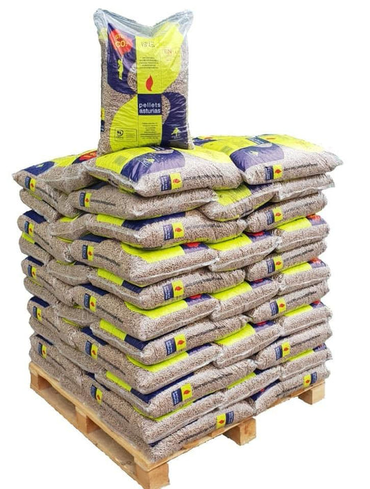 Palet de Pellet Asturias – 72 Sacos de 15 kg (1.080 kg) Certificado ENplus A1