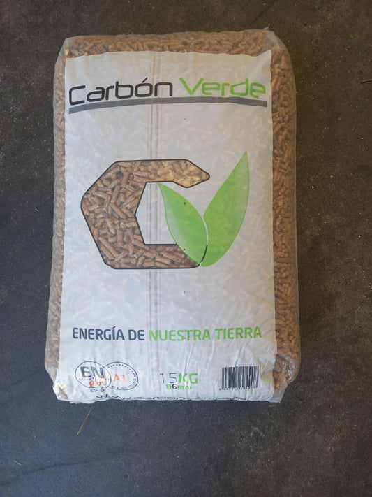 Palet de Pellet Carbón Verde - 88 Sacos de 15kg (Calidad Premium)